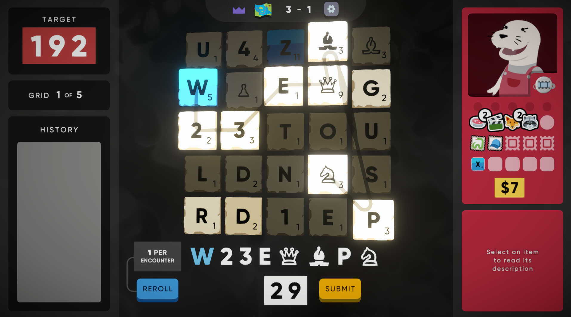 A late-run board, well past recognizable words